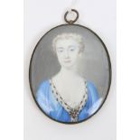 Peter Paul Lens (1714 - 1750), watercolour on ivory - miniature portrait of a lady,