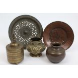 Collection of antique Islamic brass and copper vessels (5)