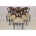 Set of six good quality mid-Victorian rosewood dining chairs,