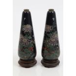 Pair good quality late 19th century Japanese cloisonné vases of tapered form,