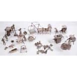 Collection of early 20th century Chinese and other silver and white metal miniatures - including