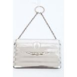 Mappin & Webb silver envelope-shaped visiting card case with sprung-hinged flap with engraved