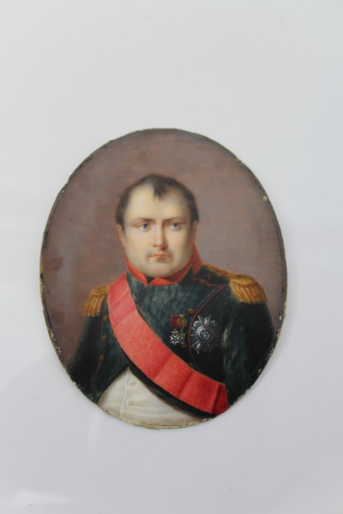 Continental School (19th century), watercolour portrait on ivory - Napoleon, - Image 5 of 8