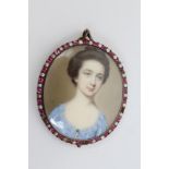 John Smart (1741-1811), watercolour on ivory - miniature portrait of a Lady,