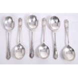 Set of six contemporary silver Louis Quatorze pattern soup spoons (Sheffield 1967 / 1970),