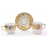 Coalport Church Gresley pattern trio, circa 1800 - 1810,