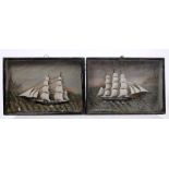 Rare pair of 19th century ship dioramas - possibly Channel Islands,