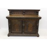 17th century-style oak, boxwood and bog oak inlaid buffet,