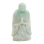 Late 19th / early 20th century Chinese carved green jade figure of Buddha,
