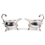 Pair fine quality early 20th century silver sauce boats in the Georgian style,