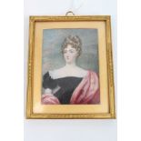 Emma Alston (early 19th century) watercolour on ivory - half length portrait miniature of a young