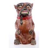 Late 19th century Continental Majolica jug in the form of a begging Pug dog,