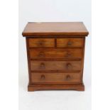 19th century brown oak miniature chest of drawers with two short over three long drawers on plinth