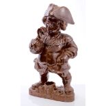 Rare early 19th century treacle-glazed Toby table snuff / tobacco box in the form of a man in