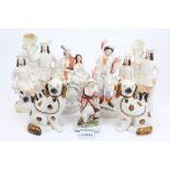Collection of twelve 19th century Staffordshire figures and two pairs of Staffordshire Spaniel