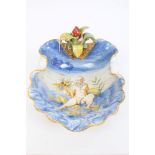 19th century Italian Majolica bowl with scalloped edges,