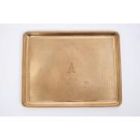 Fine quality gold (9ct) tray of rectangular form, applied to the centre with a gold initial 'A',