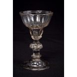 Georgian sweetmeat glass, circa 1750, with ribbed double ogee bowl and folded rim,