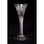 Georgian wine glass, circa 1760, with trumpet-shaped bowl,