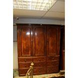 Mid-19th century and later compactum wardrobe with projecting cornice,