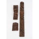 16th / 17th century carved oak pilaster carved in high relief with figural terminal raised on