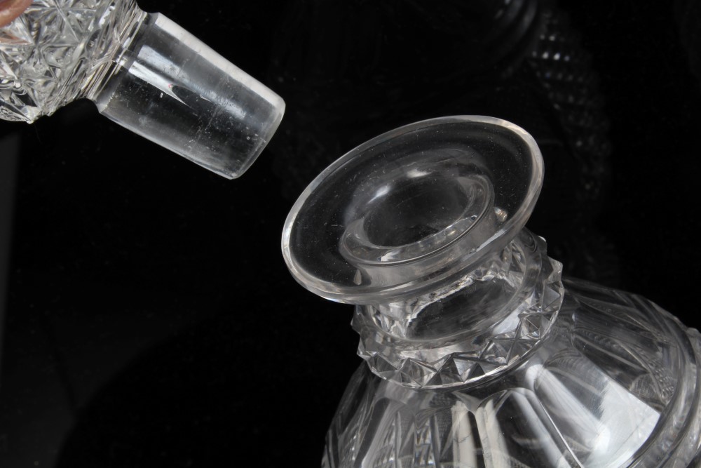 Pair good quality George IV cut glass decanters with stoppers and diamond and slice cut decoration, - Image 3 of 5