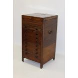 George III and later mahogany and boxwood line-inlaid collectors' cabinet with dual foldover top