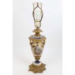 Good quality 19th century French porcelain and ormolu mounted oil lamp base converted to electric