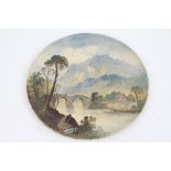 Four Victorian Copeland pottery chargers - hand-painted with English landscapes, signed - W.