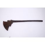 Fine 19th century Fijian Gugu war club of dense hardwood with carved fan-shaped head with