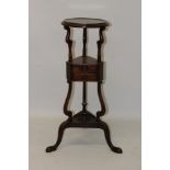 George III mahogany shaving stand of triangular outline,