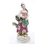 18th century Derby figure of a lady playing a triangle, circa 1770,