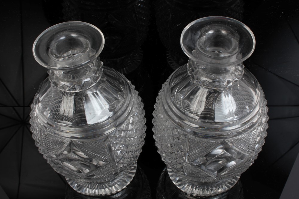 Pair good quality George IV cut glass decanters with stoppers and diamond and slice cut decoration, - Image 5 of 5