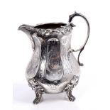 Victorian silver milk jug of baluster form, with engraved faceted panels,