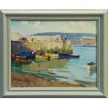 *Donald McIntyre (1923 - 2009), oil on board - Anglesey Harbour, signed, in painted frame, 39.
