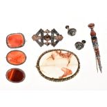 19th century Scottish agate and gem set Highland dirk brooch,