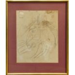 *Robert Colquhoun (1914 - 1962), pencil sketch on a linen tablecloth - Horse Head, signed,