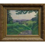 Hubert Lindsay Wellington (1879 - 1967), oil on board - Wessex (No. 2), in gilt frame, 39.5cm x 49.