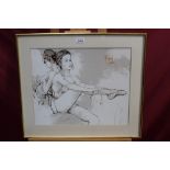 *Bernard Dufour (1922 - 2016), mixed media - a ballet dancer, signed, in gilt frame,