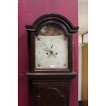Early 19th century eight day longcase clock with painted arched dial with faint Ipswich retailer's