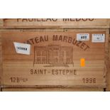 Twelve bottles - Chateau Marbuzet Saint-Estephe 1996,
