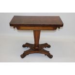 William IV pollard oak card table with D-shaped foldover top,