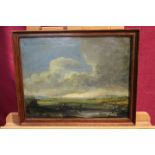 Post Impressionist School oil on board - extensive landscape, framed,