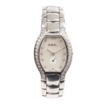 Ladies' Ebel Beluga diamond set tonneau shape stainless steel wristwatch with quartz movement,
