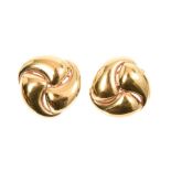 Pair gold (9ct) earrings in the form of a stylised knot CONDITION REPORT 7.