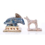 Unusual pearlware porcupine-shaped toothpick holder, circa 1800,