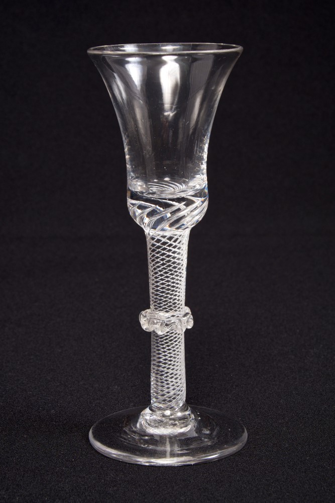 Georgian wine glass, circa 1760, with bell-shaped bowl,