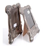 Pair late 19th / early 20th century silver plated photograph frames of shaped rectangular form,