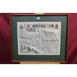 17th century hand-coloured Blaeu engraved map - The North Riding of Yorkshire,