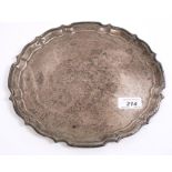 1930s silver salver of circular form,